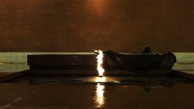 Meçhul asker ve Kremlin yakınındaki Alexander bahçesinde Eternal Flame Türbesi. Moscow, Rusya Federasyonu.