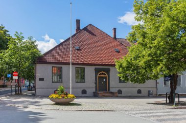 Trondheim, Norveç'te inşa Kommandantskapets hovedbygning. İskandinav tarzı mimarisinin.