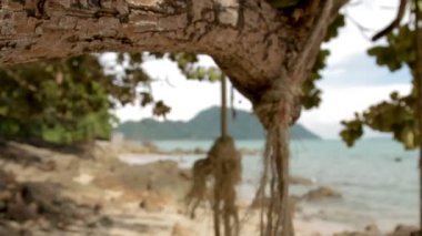 Deniz sörf Laem Ka Noi Beach. Ön plan lime lime ipe. Phuket Island, Tayland.
