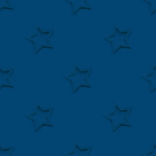 Seamless photo pattern with decorative stars. Christmas decorations on classic blue background. — Stockfoto