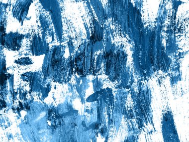Soyut mavi akrilik lekeler. Kaotik fırça darbeleri. Dokulu sanatsal arkaplan.
