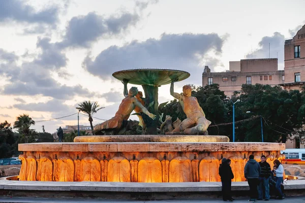 Floriana Malta February 2010 Triton喷泉 著名的地标 — 图库照片