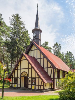 SVETLOGORSK, RUSSIA - 21 Temmuz 2019. Organ Salonu, eski Katolik Kilisesi - Katholische Kapelle Maria - Seestern.