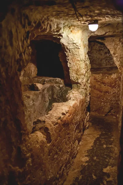 Ancient Christian Cemetery Catacombs Saint Paul Famous Historical Landmark Rabat — Stock Photo, Image