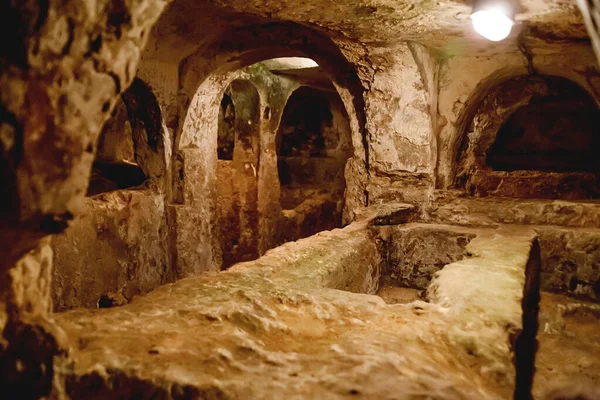 Ancient Christian Cemetery Catacombs Saint Paul Famous Historical Landmark Rabat — Stock Photo, Image