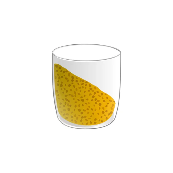 奇亚种子布丁。在玻璃杯中提供健康的素食小吃。在白色背景上隔离的矢量不良. — 图库矢量图片