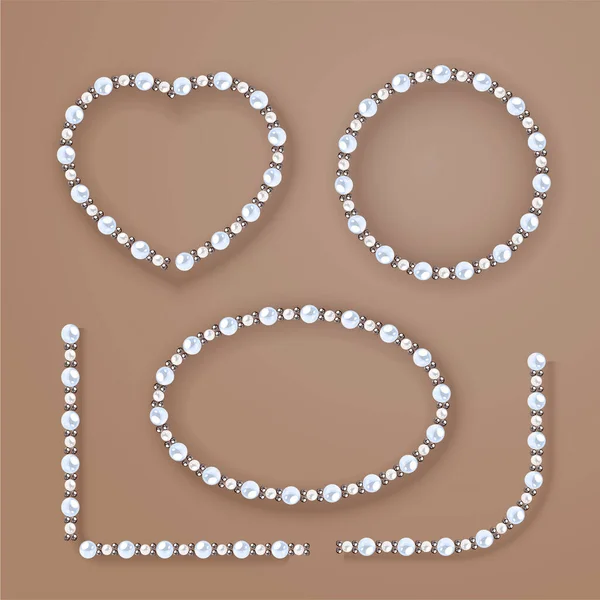 Marcos de perlas sobre fondo beige . Ilustración de stock