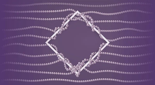 Plantilla de diseño con cadenas de perlas y marco blanco . — Archivo Imágenes Vectoriales