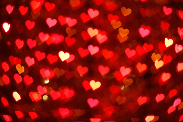 Blurring Lights Bokeh Background Red Hearts — Stock Photo, Image