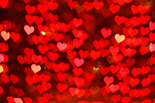 Blurring Lights Bokeh Background Red Hearts — Stock Photo, Image