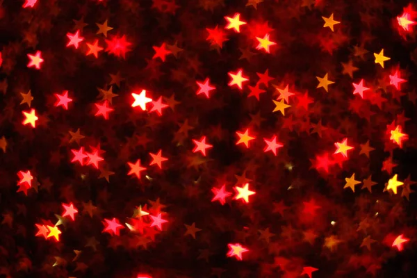 Blurring Lights Bokeh Background Red Stars — Stock Photo, Image