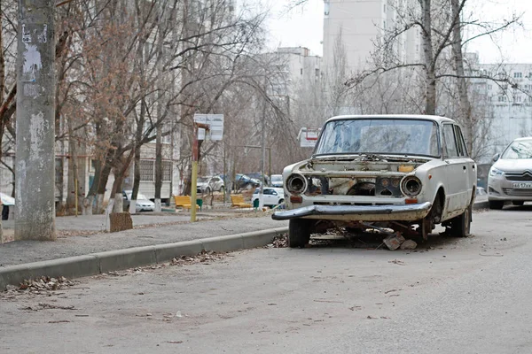 Volgograd Russie Janvier 2018 Voiture Soviétique Abandonnée Vaz 2101 Zhiguli — Photo