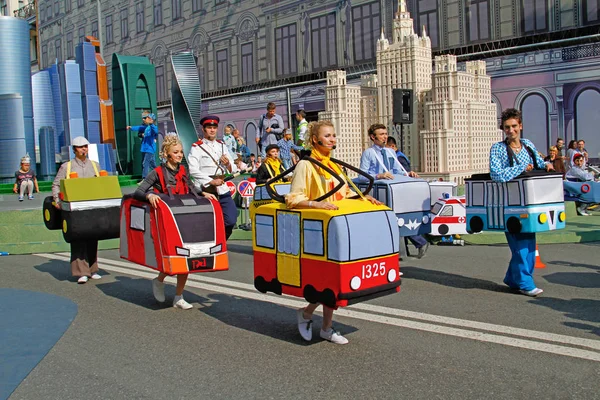 Mosca Russia Settembre 2017 Artisti Costume Del Trasporto Tverskaya City — Foto Stock