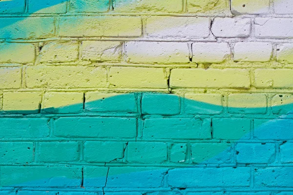 Colorido Amarillo Turquesa Pared Ladrillo Pintado Como Fondo Textura —  Fotos de Stock