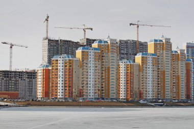 Moskova, Rusya - 15 Şubat 2017: Konut yapım aşamasında, Moskova