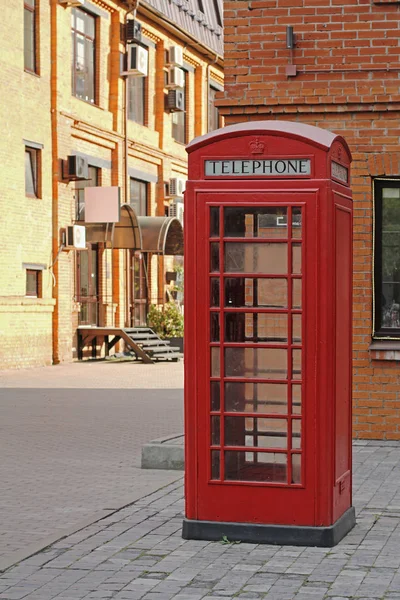 Red British Telephone Booth Moscow — Stock Photo, Image