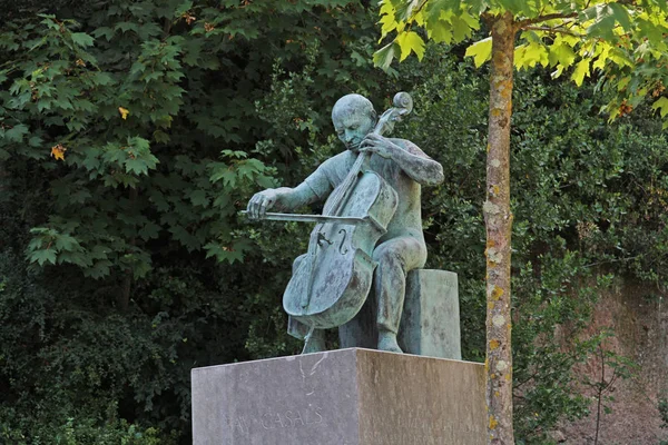 Montserrat España Septiembre 2014 Estatua Del Violonchelista Pau Pablo Casals — Foto de Stock