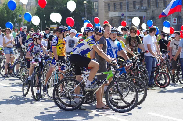 Volgograd Russie Juin 2012 Des Gens Participent Défilé Vélo Jour — Photo