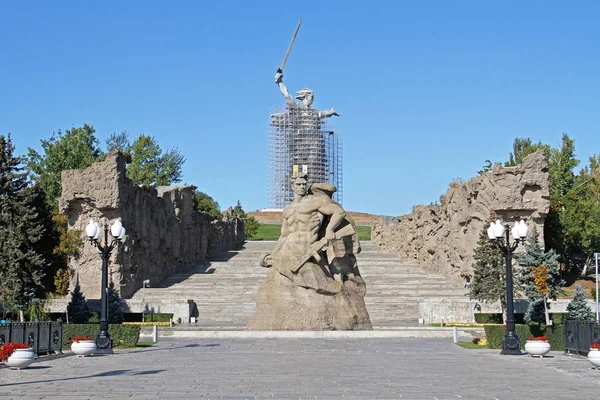 Volgograd Russia October 2019 Monument Stand Death Sculpture Motherland Calling — 스톡 사진