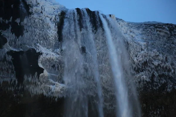 Ijslandse Waterval Winter — Stockfoto