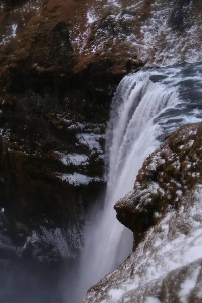 Ijslandse Waterval Winter — Stockfoto