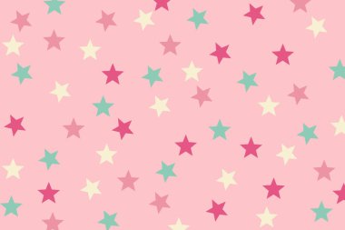 Dikişsiz desen pembe ve yeşil yıldız tasarımı pembe bir arka plan üzerinde