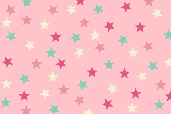 无缝模式粉红色和粉红色的背景上设计绿星 — 图库照片