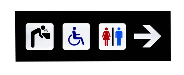 Servizi igienici simbolo disabili e segni di acqua potabile isolano su whit — Foto Stock