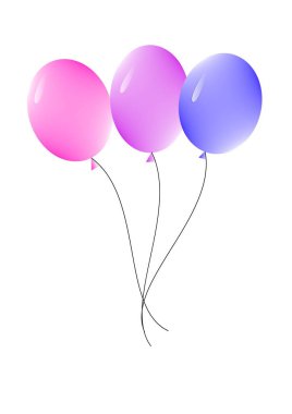Beyaz arka plan üzerinde pembe mor mavi balonlar. Duvar kağıdı ve kumaş tasarımı ve dekorasyonu.