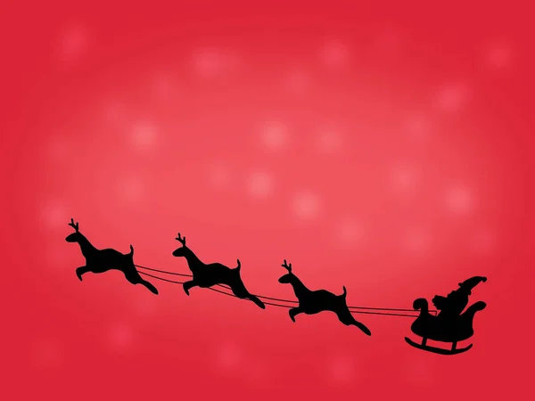 Santa Flying Een Slee Met Rendieren Geïsoleerde Object Zwarte Silhouet — Stockfoto