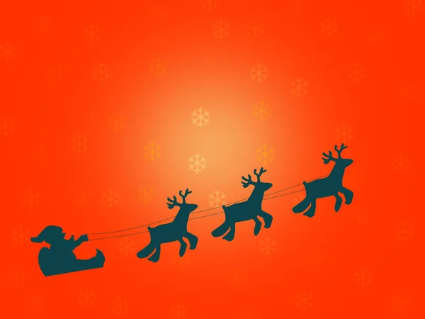 Santa Flying Een Slee Met Rendieren Geïsoleerde Object Zwarte Silhouet — Stockfoto