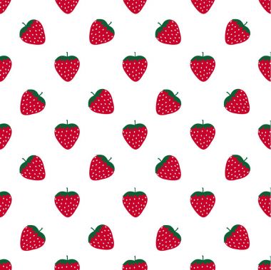 Dikişsiz desen beyaz arka plan soyut renkli berry vektör çizim üzerinde çilek izole. Kart, yazdırma, şablon için duvar kağıdı tasarım