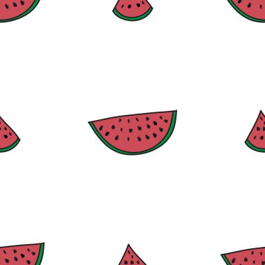 Beyaz arka plan soyut renkli vektör çizim üzerinde seamless modeli karpuz. Kart, yazdırma, şablon için duvar kağıdı tasarım 