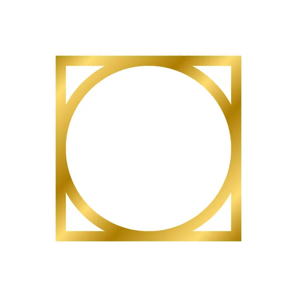 Gold Glänzend Leuchtenden Vintage Quadrat Und Kreis Rahmen Mit Schatten — Stockvektor