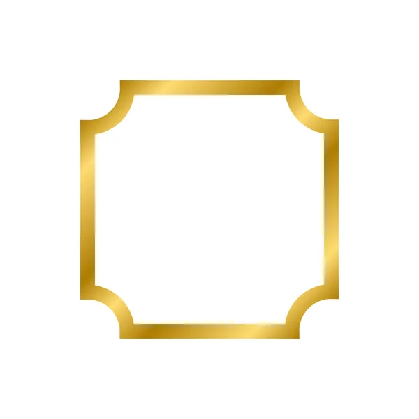 Золота Сяюча Вінтажна Квадратна Рамка Тінями Ізольована Білому Тлі Золотий — стоковий вектор