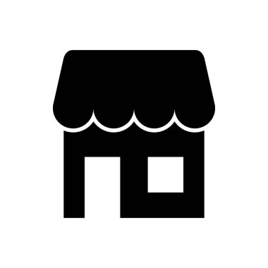 Dükkan inşa ikonu vektörü grafik tasarımı, logo, web sitesi, sosyal medya, mobil uygulama, ui illüstrasyon için beyaz arkaplan izole