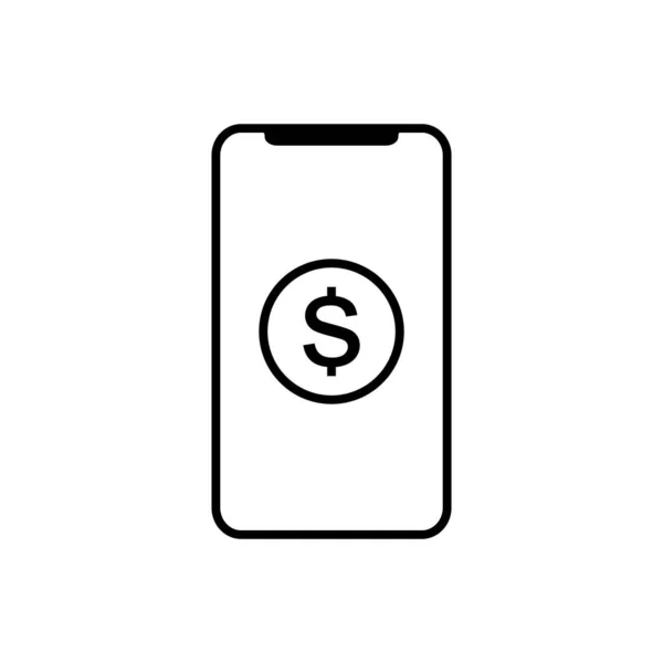 Smartphone Con Simbolo Del Dollaro Vettore Icona Concetto Shopping Online — Vettoriale Stock