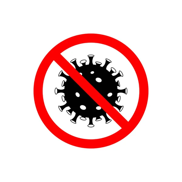 Coronavirus Simgesi ile Kırmızı Yasak İşareti, 2019-nCoV Roman Coronavirus grafik tasarım, logo, web sitesi, sosyal medya, mobil uygulama, ui illüstrasyon için beyaz arkaplan üzerinde izole