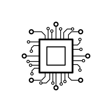 Grafik tasarım, logo, web sitesi, sosyal medya, mobil uygulama, ui illüstrasyon için işlemci çip vektör simgesi