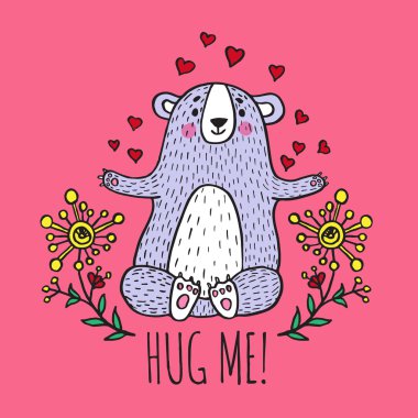 Oyuncak ayı kartıyla sarıl bana