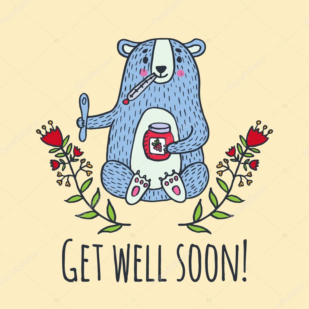 get well soon bear cartoon