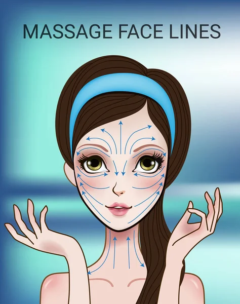 Vector illustration with face massage lines — Stock Vector