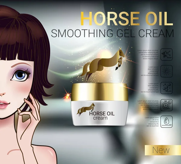 Vektor Illustration med Manga stil tjej och häst olja grädde — Stock vektor