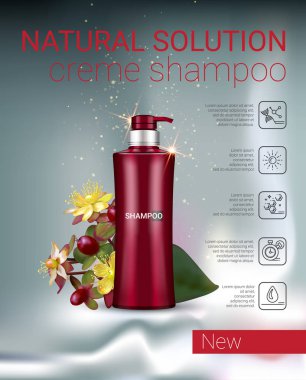 Vektör çizim Manga tarzı kız ve şampuan şişesi ile.