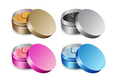 Vektör çizim gerçekçi göz jeli kapsayıcılar beyaz arka plan üzerinde yamalar