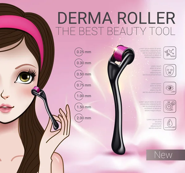 Vector Illustration with Manga style girl and derma roller. — Stock Vector