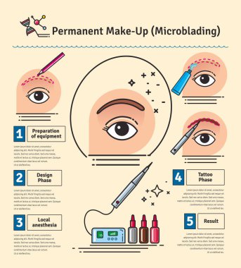 Kalıcı makyaj salonu ile vektör Illustrated ayarla