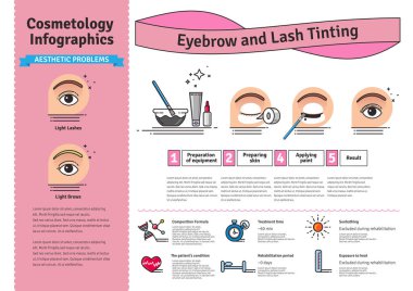 Salon kaş ve kirpik renk tonları ile vektör Illustrated ayarla