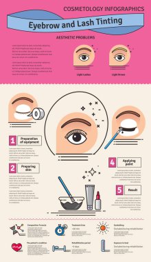 Salon kaş ve kirpik renk tonları ile vektör Illustrated ayarla