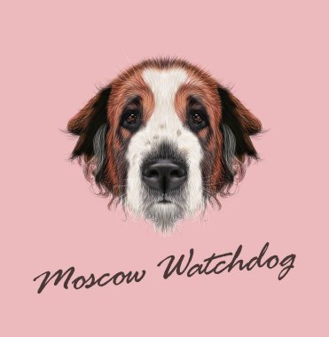 Vektör portre Moskova bekçi köpek resimli